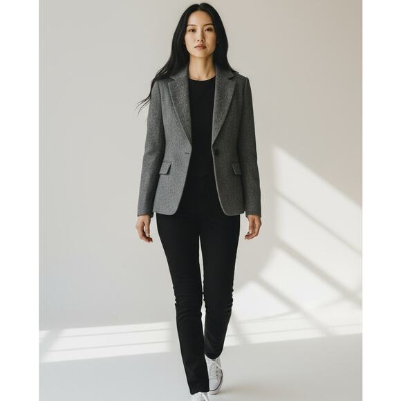 Ann Taylor Women's Wool Silk Blend Jacket in Gray w/Two Button Closure Size 10 - Picture 1 of 7